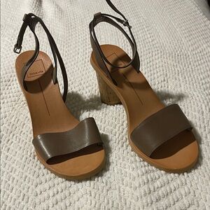 Dolce Vita Brown and Tan Block Heel Sandals